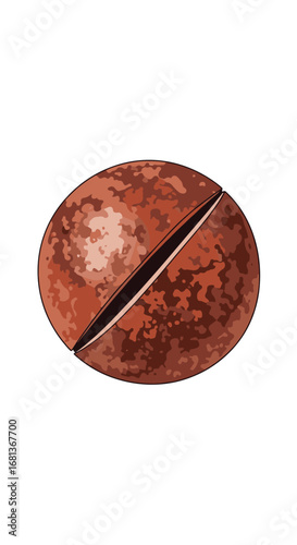 Detailed illustration of a single copper screw head with a slotted drive showing texture and material properties