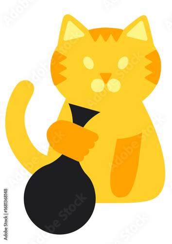 cat holding a trash bag