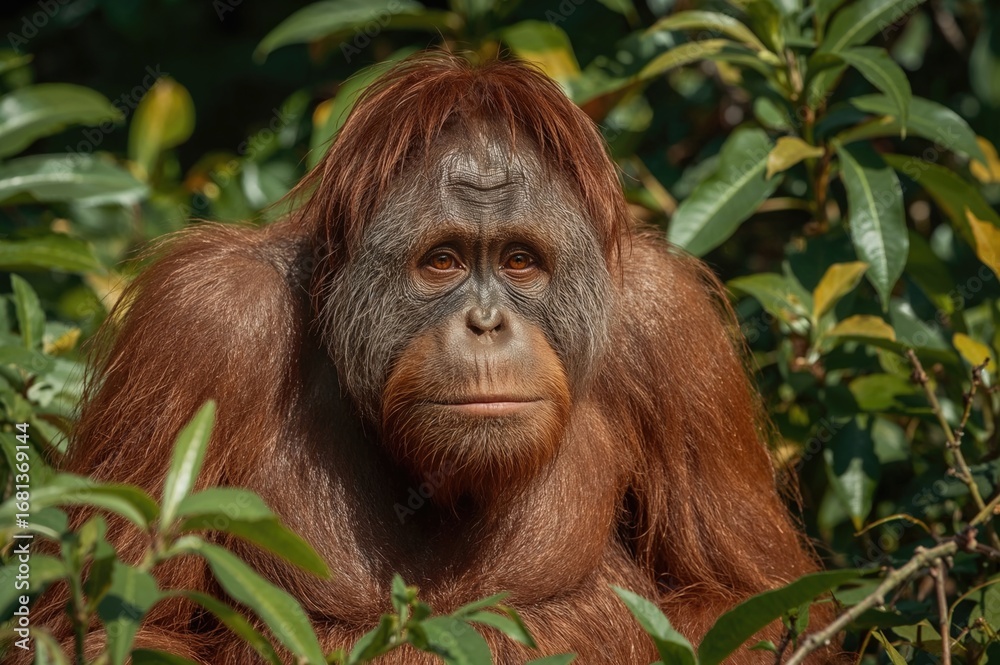 Fototapeta premium Orangutans are the sole great apes native to the islands of Borneo and Sumatra