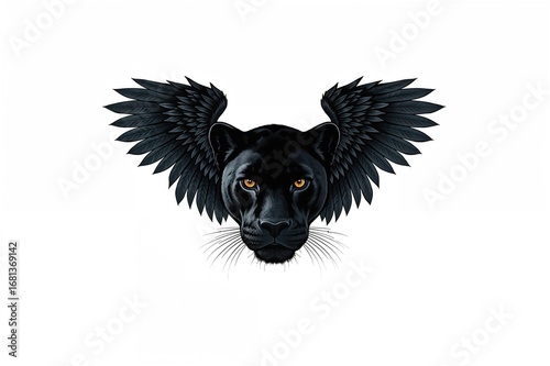 Winged panther tattoo desig...
