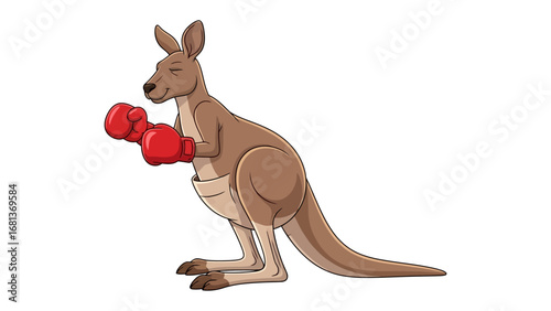 Kangaroo Boxer: A strong kangaroo dons boxing gloves, poised and ready for a bout, representing determination and competition with a playful twist.