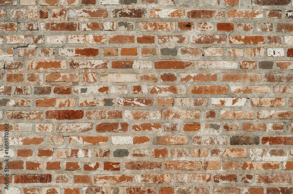 Fototapeta premium Vintage brick surface pattern for backdrop, abstract design with isolated white wall texture