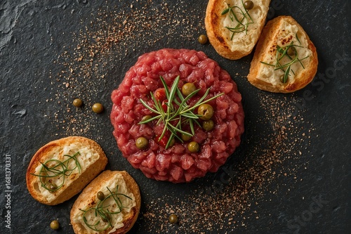 Top-down shot of minced bee...