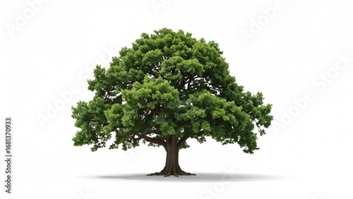 A single vibrant green tree...