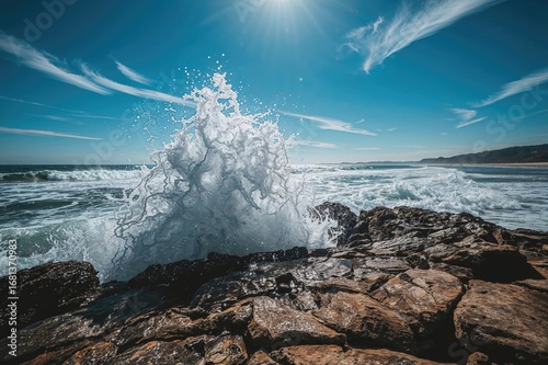 Loud surf pounds rocky shor...