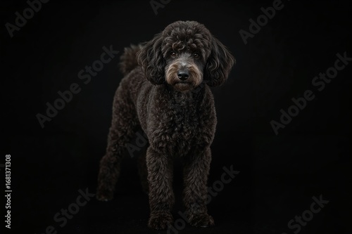 Poodle Against a Dark Backdrop
