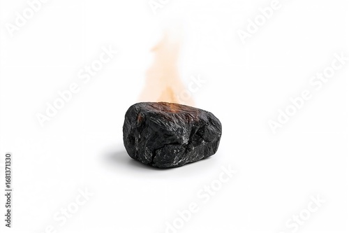 Single glowing ember on a w...