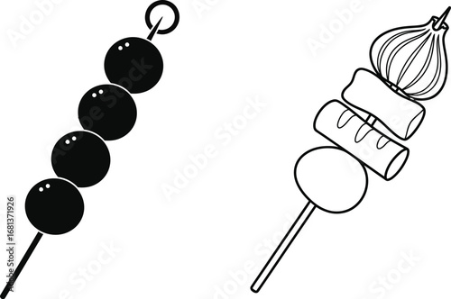 Grilled skewer food vector illustration japanese food design