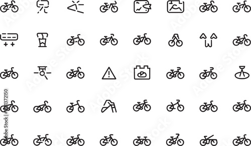 Collection of bicycle icons silhouette line art illustration royalty free stock photos premium quality