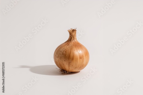 Single onion on a plain whi...