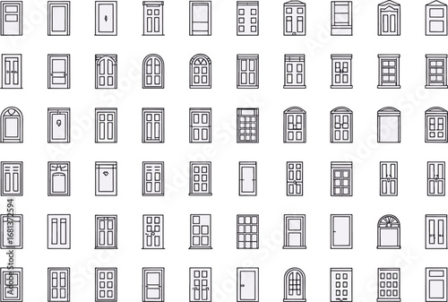 Minimalist door and window icon set bold line art clean design silhouette illustration royalty free stock photos premium quality