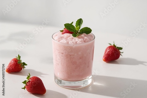 Pink strawberries served in...