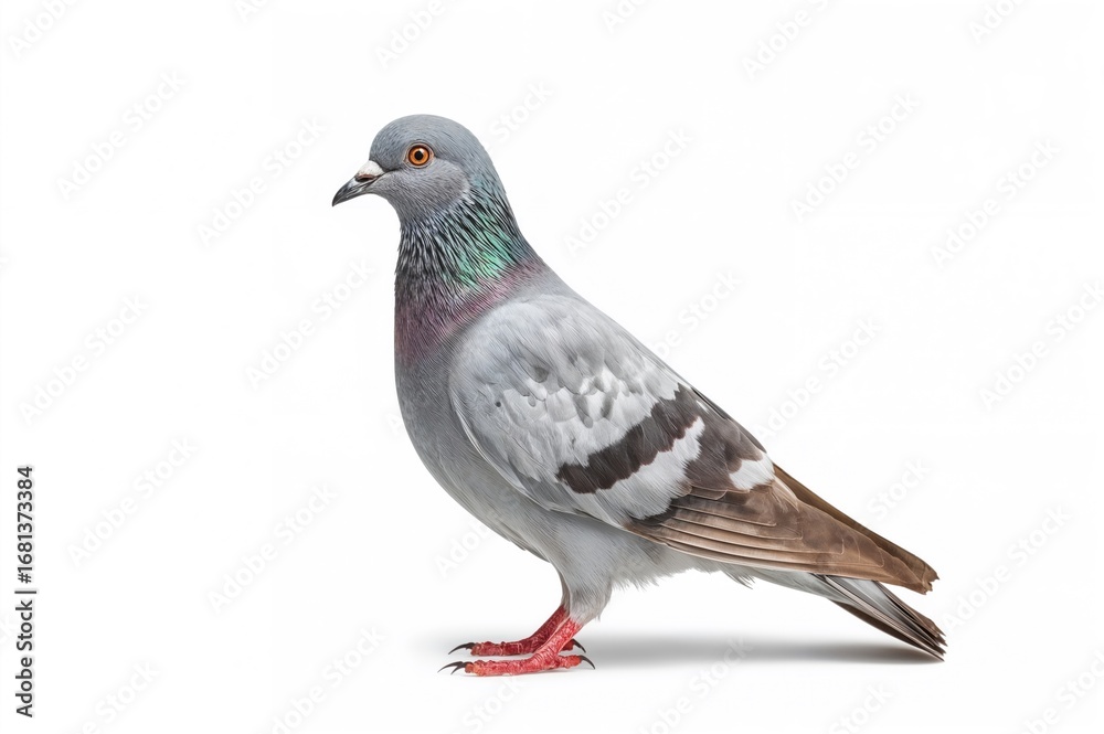 Fototapeta premium Isolated white-background pigeon bird