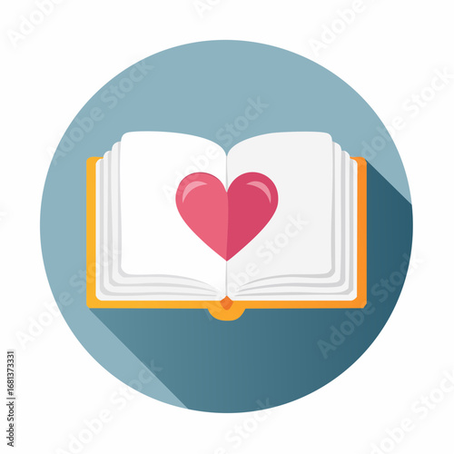 Open Book with Heart Illustration