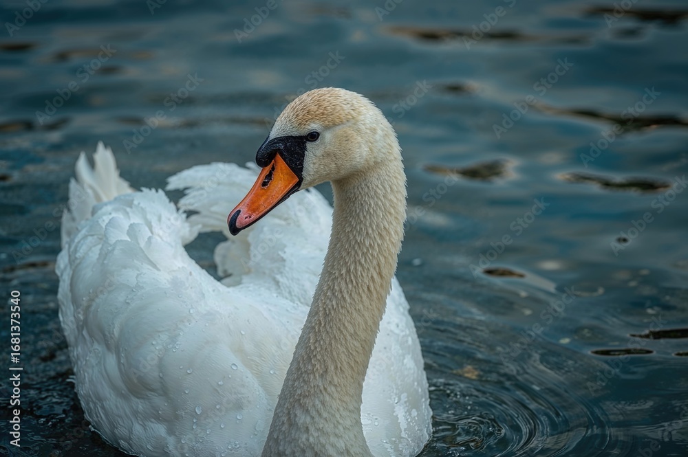 Obraz premium Close-up of a Silent Swan in a Natural Water Setting
