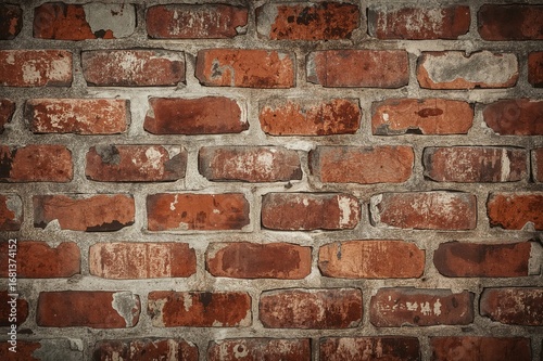 Vintage red brick wall sect...