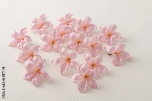 Floor covered with pink plumeria blossoms