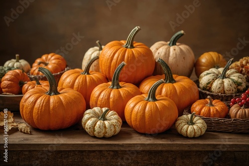 Gourds Displayed on Rustic ...