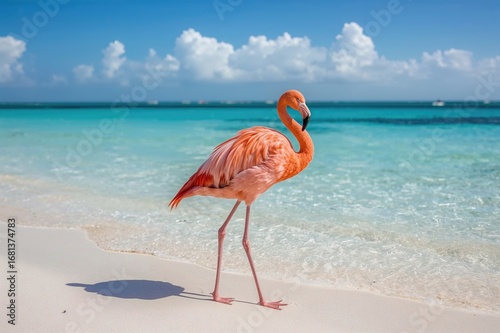 Vibrant pink flamingo resti...