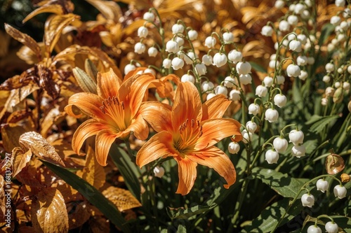 Vivid garden scene with ora...