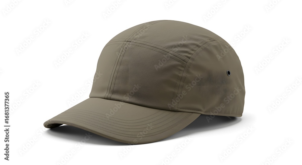 Fototapeta premium Stylish Olive Green Lightweight Technical Cap for Outdoor Activities and Sports, Isolated on White Background