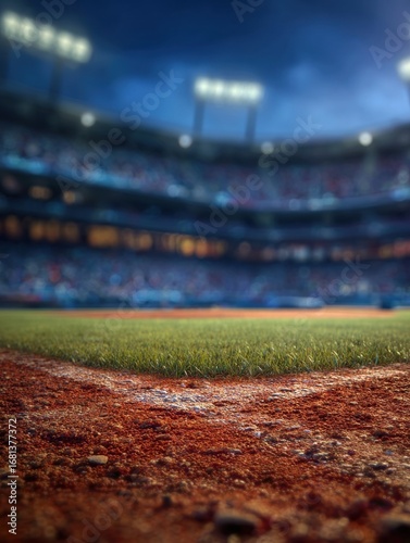 Night Baseball Field Close-Up