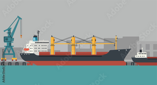 Ships Docking at Port Terminal