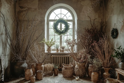 A vintage-style room featur...