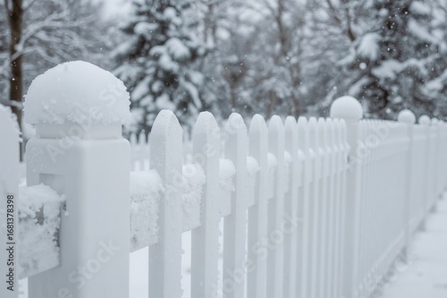 Snow-covered plastic barrie...