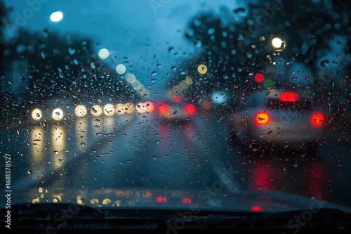 Raindrops on a vehicle's fr...