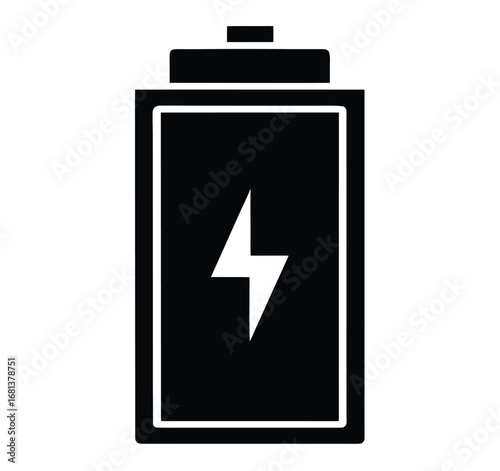 Black and White Battery Icon: Full Charge, Power Symbol, Energy Efficiency