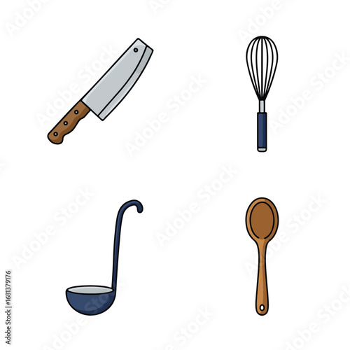 Cookware Collection Kitchen Utensils on White Surface