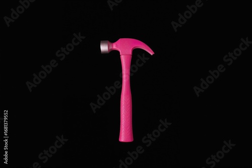 Top view of a pink hammer a...