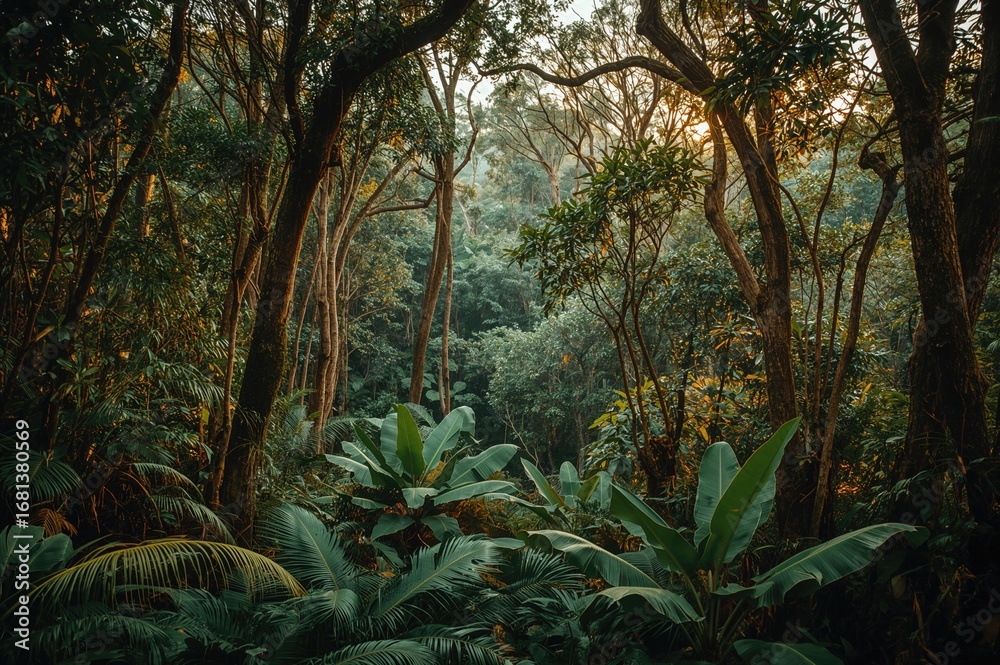 Obraz premium Picture of lush vegetation in a jungle setting