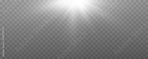 star flashed with sparkles sun isolated on white background. Soft glow , sunlight with lens flare effect.