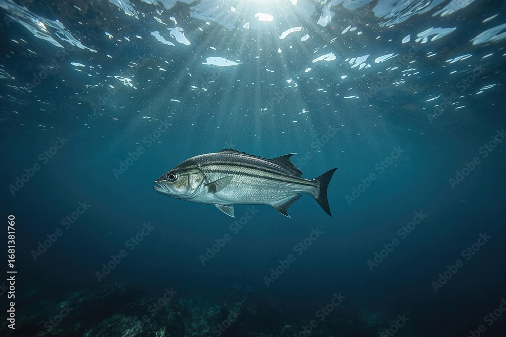 Naklejka premium Psettodes erumei swimming deep underwater