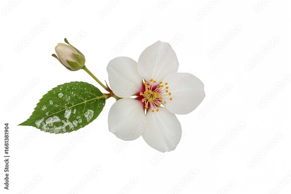 Fototapeta premium Snowflake and Milky Way flowers along with winter cherry and sweet Indrajao blossoms isolated on white background with clipping path