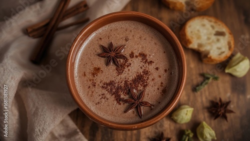 Top view of spicy hot choco...