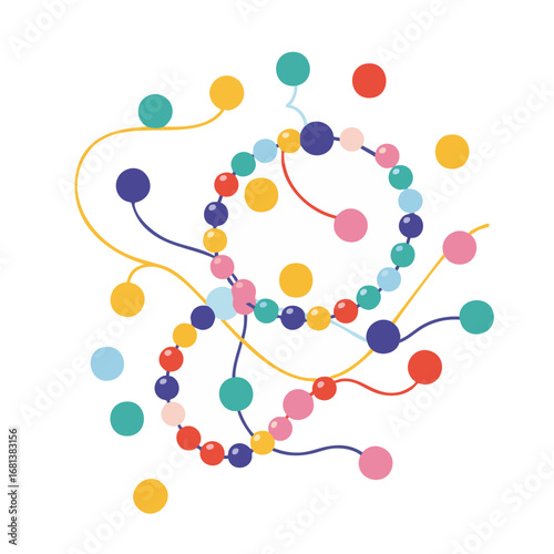 Colorful beads with looping jewelry wire flat vector icon