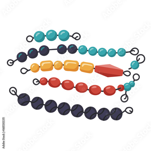 Assorted gemstone beads with decorative wire loops flat vector