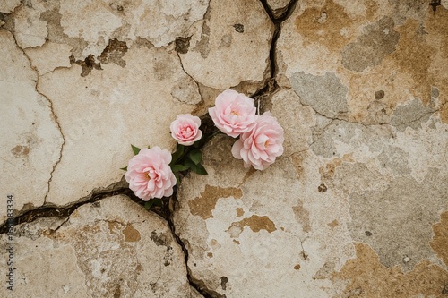 Old wall adorned with bloom...