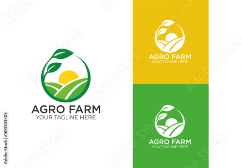 Agriculture logo and agro farm green logo template vector design