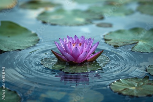 Purple lotus floating on wa...