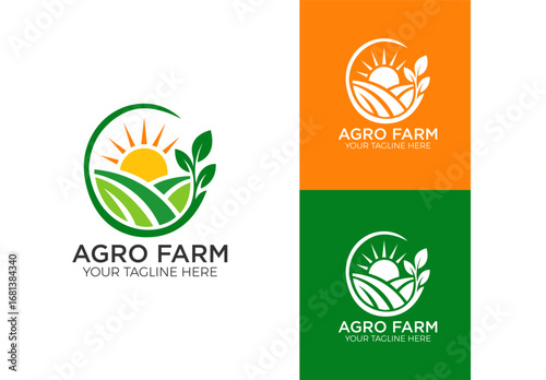 Agriculture logo and agro farm green logo template vector design