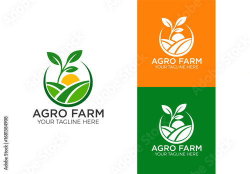 Agriculture logo and agro farm green logo template vector design