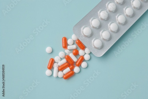 Scattered white and orange ...