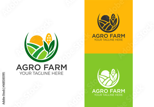 Agriculture logo and agro farm green logo template vector design