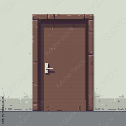 Simple pixel art door illustration. Ideal for game development, platformers, or retro style projects. Clean vector design for easy scaling.