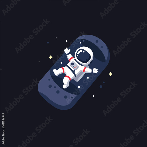 Astronaut Floating in Space, Near a Celestial Body