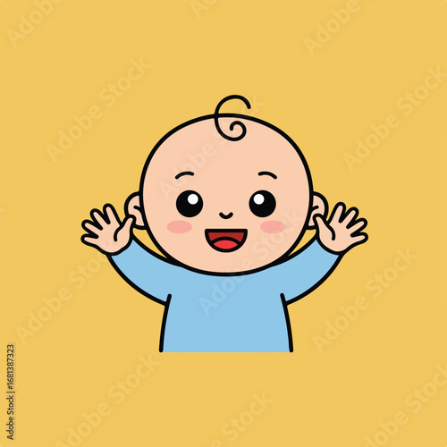 Baby Gesturing With Hands on Background